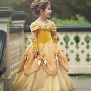 Belle Dress Flower Girl's Dress w/ Gloves Off Shoulder Beauty and Beast Size 4/5